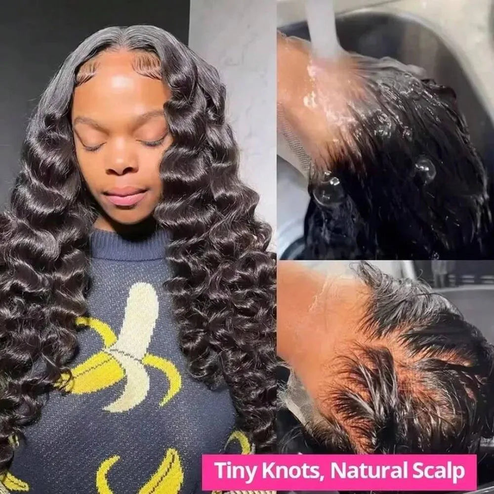 13x4 13x6 HD Transparent Lace Deep Wave Frontal Wig 40-42Inch JerrlyCurly Lace Front HumanHair Wig For Deep Curly Water Wave Wig